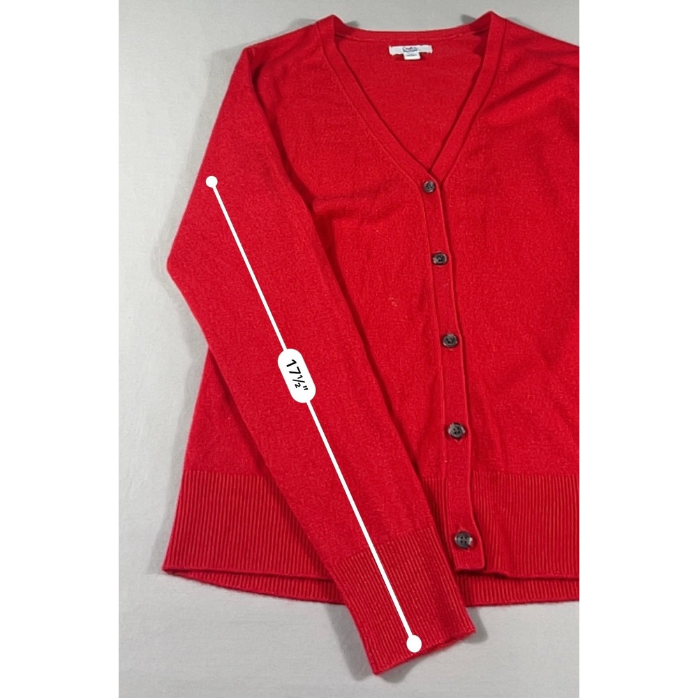 Croft & Barrow Womens Red V-Neck Button Front Long Sleeve Knit Cardigan Size S - Picture 6 of 11
